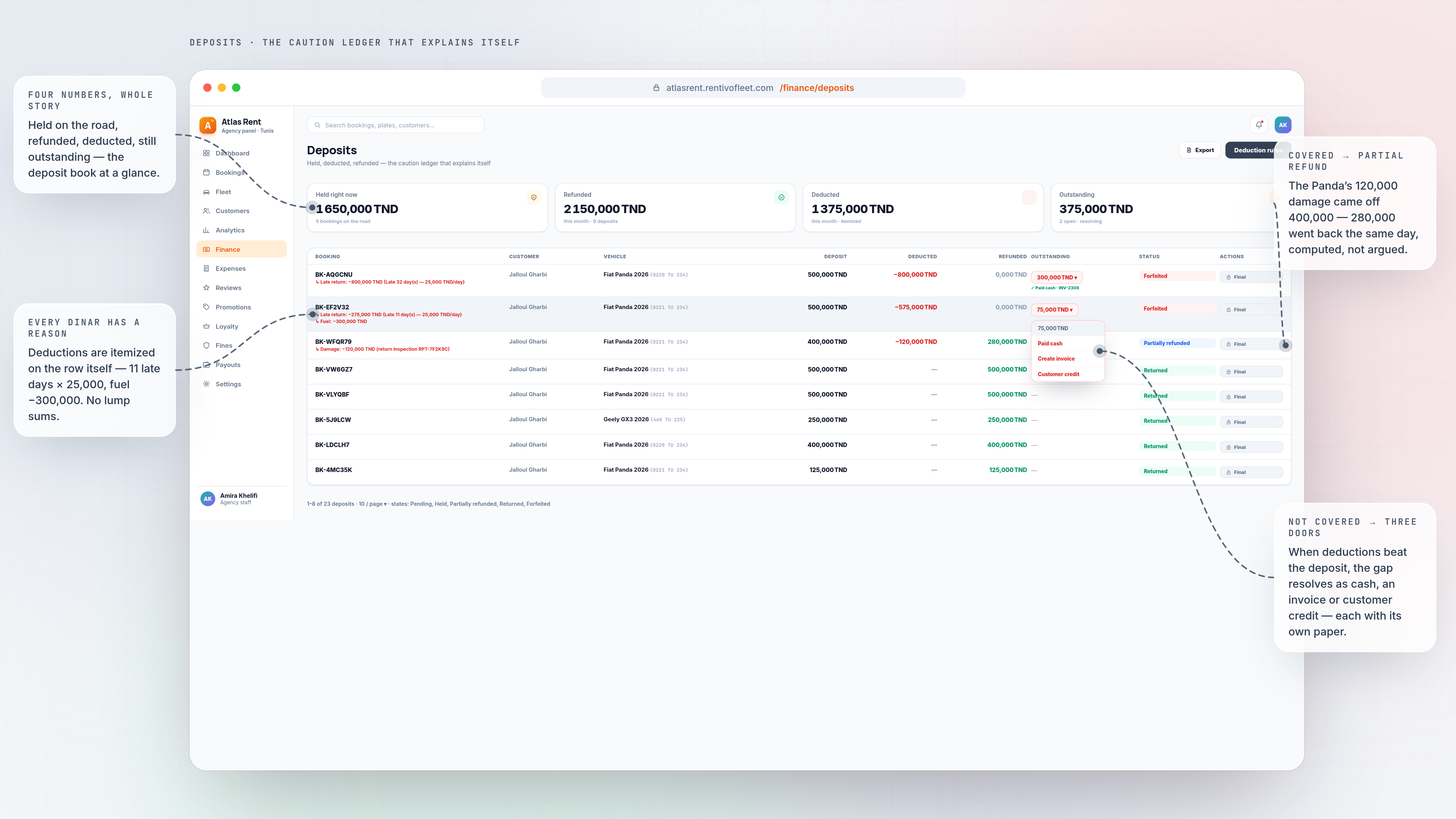 Deposits — first screen