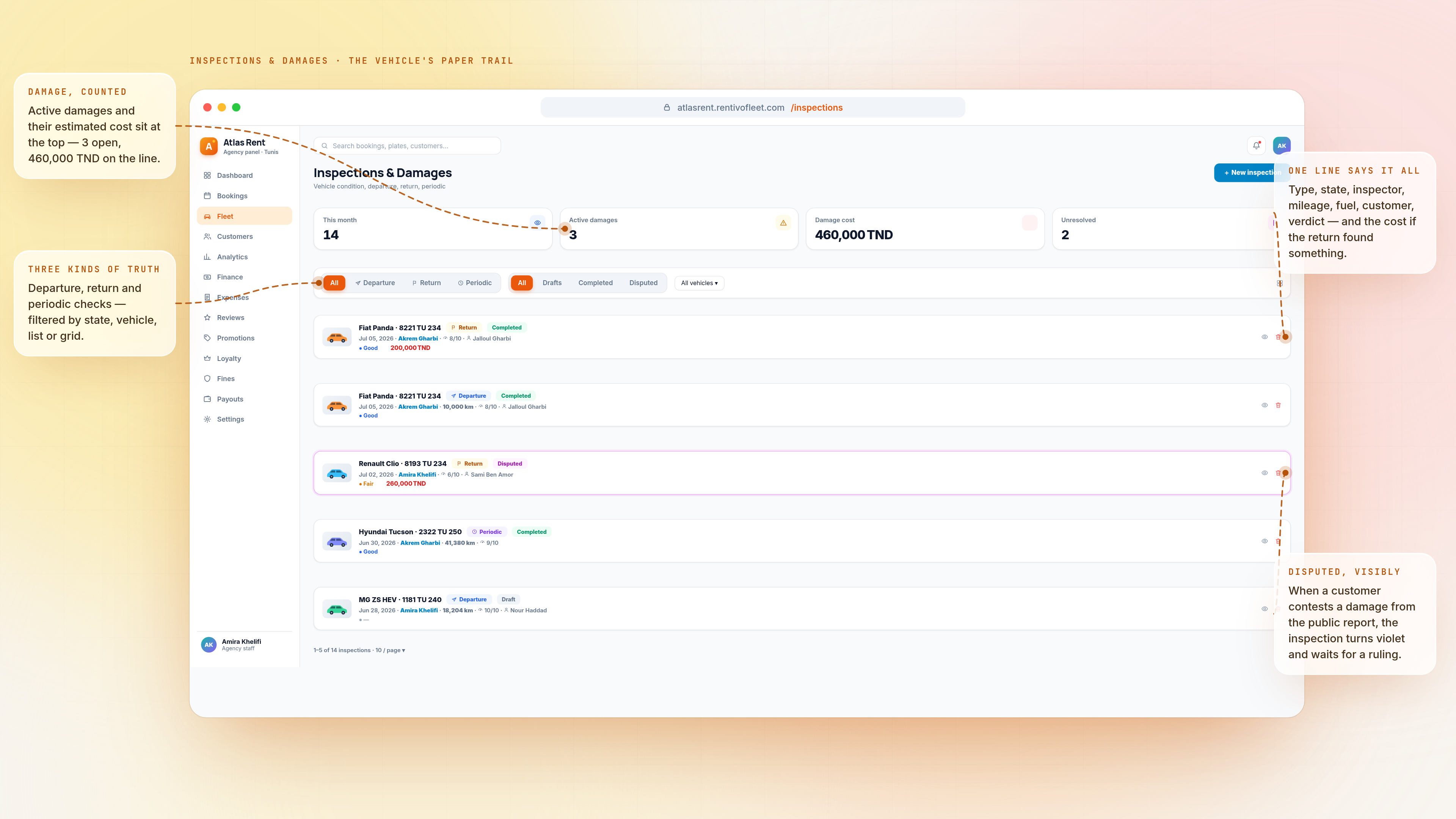 Inspections & Damages — first screen